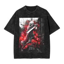 Devil May Cry Dante Sparda Marškinėliai Manga DMC Grafiniai Marškinėliai Vintažiniai Skalbti Marškinėliai Vyrams Moterims Drabužiai Trumpomis Rankovėmis Marškinėliai L ruda