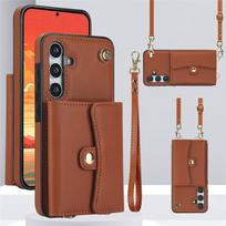 Odinė rankinė per petį piniginė, skirta Samsung Galaxy A15 A54 A14 A13 A51 A52 A53 A12 A73 A71 A50 A70 A20, su dirželiu, kortelių dėklas For Galaxy A12 ruda