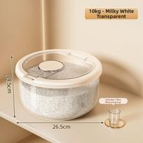 New Clear Grain Storage Bin PP Insect-Proof Airtight Storage Bucket Large Capacity Moisture-proof Rice Organizer Box Home Use beige