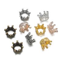 50pcs/lot Alloy Loose Spacer Crown Beads Gold Silver Bronze Color Charms Beads for DIY Jewelry Making Bracelet Accessories gray