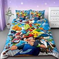 Pikachu antklodžių užvalkalai Pokemon Vaikams Animacinis patalynės komplektas Antklodės užvalkalas Dvigulė Pilna Miegamojo lovos dekoracija Paaugliams Geriausios dovanos patogus 135x200cm blue