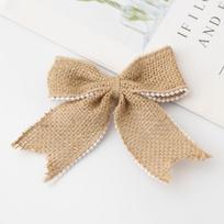 Burlap Bow Christmas Tree Ornament - Japanese & Korean Butterfly Style Decorations beige
