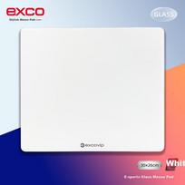 EXCO Glass Mouse Pad, Professional Photovoltaic Mouse Pad, Hard Solid Color Desk Mat, Computer Office Laptop Medium Large Size 300*260mm, White 0117