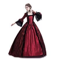 Sudėtinga moteriška gothic victorian suknelė viduramžių ir renesanso renginiams WineRed,4XL black