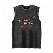Harry Styles Together Tour 2026 Vintage skalbta liemenė T marškinėliai Vyrams Moterims Harajuku Oversized medvilninis T-shirt Drabužiai Mada T-shirt M black