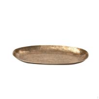 Metalinis padėklas su tekstūruotu paviršiumi Rankų darbo Netaisyklingos elipsės formos Žemas Profilis Dekoratyvus Dubuo Gold S beige