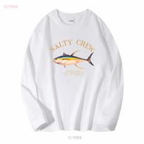 Salty Crew Marškinėliai Unisex Dydis L Juodi Žvejyba Vandenynas Ilgomis Arba Trumpomis Rankovėmis Senoviniai Išplauti Tampri Mados Šiek tiek Atsipalaidavę M white