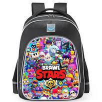 Brawl Stars Spalvotas Šunio Vaiduoklio Atspaudas Juodas Fonas Sci-Fi Stilius Dvipusė Atšvaitinė Juosta Didelės Talpos Kuprinė reflective black - large