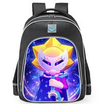 Brawl Stars Spalvotas Šunio Vaiduoklio Atspaudas Juodas Fonas Sci-Fi Stilius Dvipusė Atšvaitinė Juosta Didelės Talpos Kuprinė Reflective black - medium