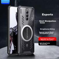Phone Case Nubia Red Magic 8 Pro/8 Pro+/8S Pro/8 S Pro+, Full Lens Protection, Transparent Metal Magnetic Case with Cooling Pad, Black