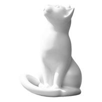 Elegantiška sėdinti katė, moderni minimalistinė figūrėlė, abstrakčios statulėlės ornamentas, dervos meno rankų darbo matinė gyvūno skulptūra namų svetainei balta