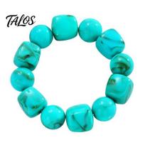 Gift for Her or Him Bead Bracelet Women Men, Blue Simulation Stones Comfortable Stretch Wrist Decoration Acrylic Beads Bracelets, Elastic Chunky blue