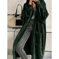 Anno self-developed women's velvet long-sleeved fashion casual coat cape jacket XL žalia