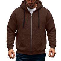 Men's Casual Zip-Up Hoodie Loose Fit Long Sleeve Sweatshirt for Fall Winter XXL kava