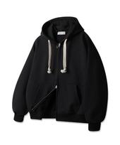 Bakken Classic Two-Way Button Plain Zip-Up Hoodie Bk7975_Black Reference/1 black