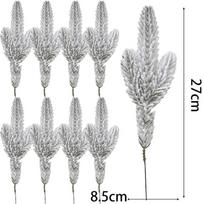 Artificial Snow Flocked Pine Branches Fake Frosted Pine Sprigs for Christmas Tree Wreath Garland Holiday Home DIY Decor Supplies 1PC white