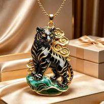 Nine Tailed Fox Enamel Pendant Necklace Chinese Mythology Design 1PC Elegant Jewelry for Women Birthday Gift Daily Wear A143 brown