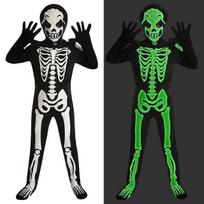 Vaikų Helovino skeletas kostiumas Šviečiantis tamsoje Minkštas kvėpuojantis kombinezonas berniukams mergaitėms Velykų ar išdaigų vakarėliui Cosplay A5 black