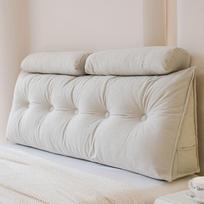 Minkšta paminkštinta galvūgalio pagalvė ir juosmens atramos pagalvė lovai, sofai ar iškyšai 1.5m bed (150x60x20cm) + 2 pillows pilkšvai balta
