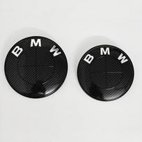 Anglies pluošto juodas logotipas priekinio variklio dangčio emblema 82mm+galinis ženklelis 74mm+ratlankio centrinis dangtelis 68mm/56mm+vairo lipdukas yn0 45mm visiems BMW