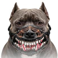 Dog Costume Muzzle with 3D Devil Face and Faux Teeth, Adjustable Head Strap for Halloween Parties and Pet Photoshoots Bloodstained L