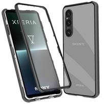 Dėklas Sony Xperia 1 V, Magnetinis dvipusis stiklas, Juodas