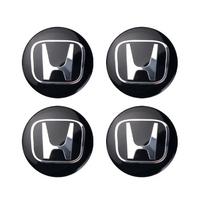 4Pcs 56mm Car Wheel Hub Center Cap Sticker Metal Emblem Stickers For Honda Civic Accord Fit City Vezel CRV Odyssey Pilot Jazz 56mm black
