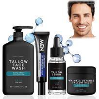 Men's 4-in-1 Tallow Skincare Set, Face Wash, Balm, Serum & Eye Cream Kit 4pc gray