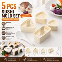 5Pcs Diy Sushi Mold Onigiri Rice Ball Food Press Triangular Sushi Maker Mold Sushi Kit Japanese Kitchen Bento Accessories 5pcs beige