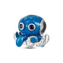 925 sterlingų sidabrinė vandenyno mėlyna jūros aštuonkojis vėžlys žuvies pakabukas, tinkantis temperamentui, apyrankė Plata Charms Of Ley blue