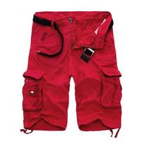 Vyriški penkių taškų kamufliažiniai kombinezonai, laisvi laisvalaikio kamufliažinės kelnės, didelio dydžio kelių kišenių penkiakampės vyriškos kelnės 31 raudona