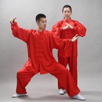 Tradicinių kinų drabužių rinkinys Vyras rudens lininis sagtis Kung Fu marškinėliai Rytų retro viršutinės kelnės Tai Chi kvėpuojančios uniformos Hanfu XXL raudona
