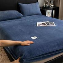 Karšta Žiema Šilta Paklodė Flanelinis Vilnonis Paklodė Dvigulei Lovai Karalienės/Karaliaus Dydžio Viskas Įskaičiuota Čiužinio Užvalkalas Bed sheet (90x200x25cm) mėlyna