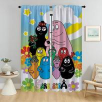 Les Barbapapas Curtains Child Room Home Interior Curtains 2 Pieces Window Curtain Shades Partition Tulle for Bedroom Living W86xH213cmx2pcs-CL black