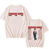 Damiano David marškinėliai Damiano David World Tour 2025 marškinėliai Naujo dizaino moteriški vyriški marškinėliai Aukštos kokybės medvilnės trumpomis rankovėmis S smėlinė