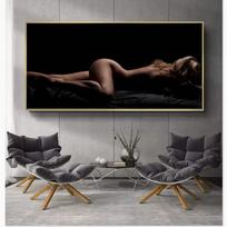 Šiuolaikinis menas Aliejinė tapyba Moteris nuoga juoda drobė Tapyba Plakatai ir spaudiniai Namų miegamojo sienų dekoravimo tapyba 60*150cm