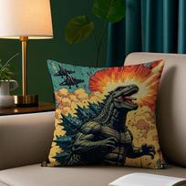 Cool G-GodzillaS Pillow Case Plush Fabric Soft Pillowcase Double Sided Print Sofa Cushion Cover Throw 12x12Inch brown
