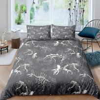 Juros periodo užvalkalų komplektai Lengvi pledų užvalkalai Miegamojo dekoras Dinosaurų iliustracijos Skeletas Biologija Istoriniai patalynės komplektai 180*220cm 3pcs gray