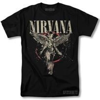 RETAS! Nirvana Marškinėliai Kurtas Cobainas Roko Koncerto Turo Vntg Grafinis Dizainas Marškinėliai Unisex Marškinėliai M gray