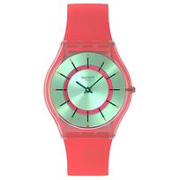 Swatch SKIN Kvarcinis Unisex Laikrodis 34mm Žalias Ciferblatas Biologiškai Pagrįstas Laikrodžio Korpusas Silikoninis Dirželis SS08P111 Green Dial beige