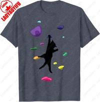 Fun Cat Climber Rock Climbing Gift for Men Women Cotton TShirt Sport Graphic Simple Style Oneck Printed Tops Kitten Lover Gift 4XL black