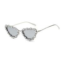 New Triangle Cat Eye Sunglasses Fashion Diamond Embedded Sun Glasses Stylish Y2K Feelings High-End Sensation Fashionable As Picture white
