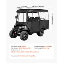 SucceBuy Golfo vežimėlio uždangalas Matomas Pilnas aptvaras 2+2/4 vietų 420D Vandeniui atsparus Oksfordo PVC danga Vėjui atsparus kabliukas Tinka daugumai vežimėlių black