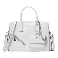 MICHAEL KORS Laila chain detail adjustable shoulder strap monochrome design cowhide handbag medium size women's optical white balta
