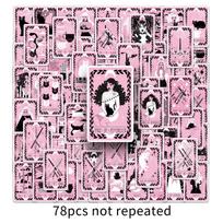 78 Black Pink Tarot Card Graffiti Stickers - Trendy, Creative, Waterproof DIY Stickers for Phone & Suitcase white