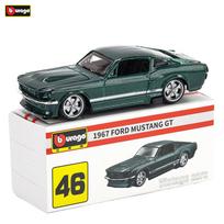 Bburago 1967 FORD MUSTANG GT Lamborghini Cadillac Benz BMW Mastelio Automobilio Modelio Replika Kolekcija Vaikams Kalėdinė Dovana Žaislai Berniukams black