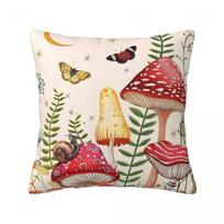 Vintage Mushroom Retro Mushroom Mycology Square Pillow Case Cushion Covers Vintage Decorative Pillowcase For Living Room Peach skin 18*18(CM)-1Pcs