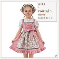 Bavariški vaikiški drabužiai Oktoberfest padavėjos drabužiai Mergaitėms Lolita Ūkininkų pastoralinis Dirndl suknelė 150cm beige