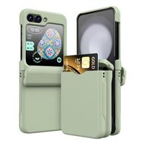 Plastikinis dėklas su kortelių laikikliu, skirtas Samsung Galaxy Z Flip 8 7 6 5 4 3 Flip6 Flip5 Flip4 Flip8, pilno vyrio, atsparus smūgiams dangtelis Galaxy Z Flip7 žalia
