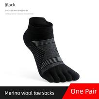Lauko sportui skirtos penkių pirštų kojinės iš merino vilnos, didelis elastingumas ir komfortas, kroso bėgimo kojinės, trumpos, drėgmę sugeriančios sportinės kojinės L juoda